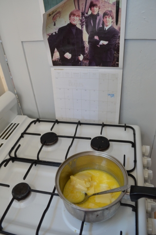 The Beatles judging me for using a dessert spoon on the stove. 